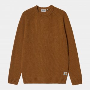 carhartt wip anglistic sweater speckled tawny