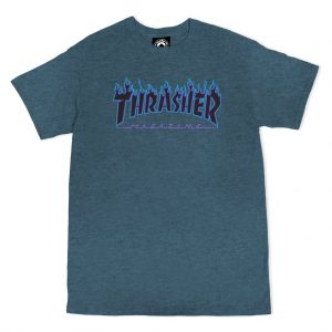 t-shirt thrasher flame logo dark grey heather