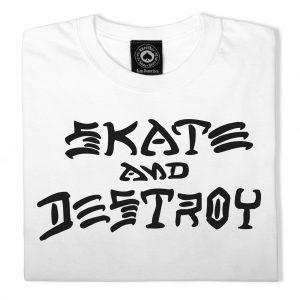 t-shirt thrasher skate and destroy white