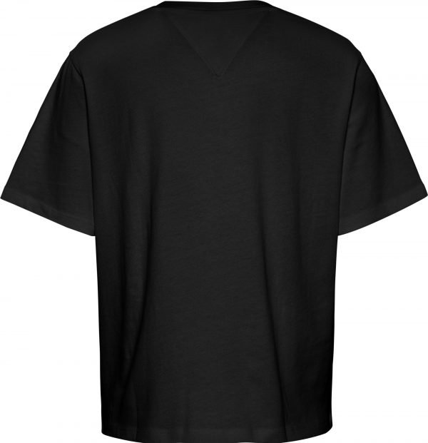 t-shirt tommy hilfiger crop metallic flag black